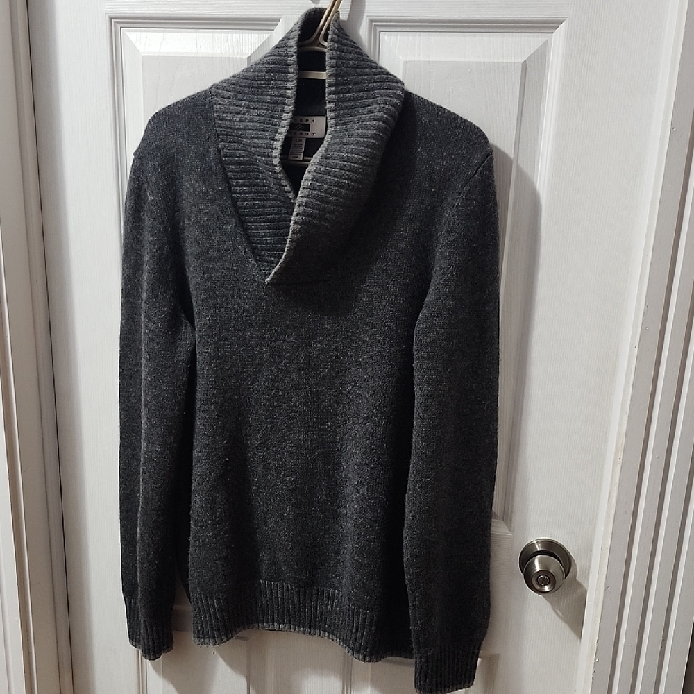 Men's Charcoal Gray Shawl Collar Sweater Joseph Abboud Wool Blend Large